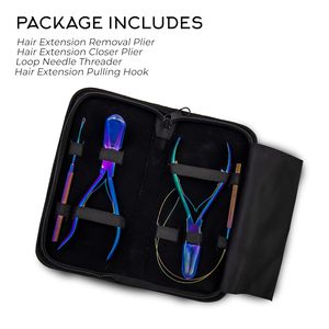 Hair Extension <b>Pliers</b> <b>Set</b> Metal Rainbow Color Tools for Install and Remove 6D Connectors - Product Image 2