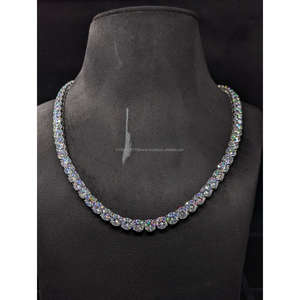 Chaîne tennis de luxe haute qualité entièrement sertie de diamants Moissanite VVS en argent sterling 925, bijoux hip-hop par Trisha Jewels - Product Image 1