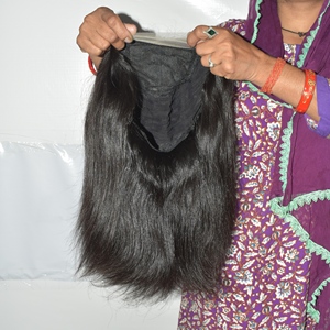 Perruque Lace Front en Cheveux Humains Vierges Indiens Remy de Haute Qualité, Lisses et Soyeux, Noir Naturel, Pré-Pluckée, Légère - Product Image 1