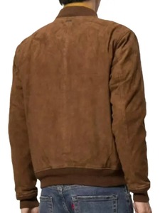 Vintage Brown <b>Suede</b> <b>Leather</b> Bomber <b>Jacket</b> - Product Image 3