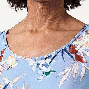Women Floral Print <b>Cap</b> <b>Sleeve</b> Chiffon <b>Top</b> Scoop Neck Loose Fit Casual Spring Summer Breathable T-Shirt - Product Image 3