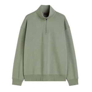 Men's Black Half Zip Knitted Embroidered Slim Fit Stand Collar Solid Color <b>Long</b> Sleeve Winter Outdoor <b>Sweatshirt</b> - Product Image 5