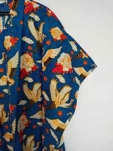 Vestido Kaftán de Algodón Hecho a Mano en India con Estampado Floral, Estilo Kimono - Product Image 4