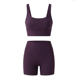 Ladies 2 Piece Yoga Shorts Outfit Breathable Stretch Sportswear for Fitness Gym Exercise Training and Outdoor Activities - Product Image 1