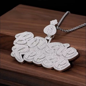 Iced Out Moissanite Letter <b>Name</b> Pendant 925 Silver Micro Pave Round Cut Luxury Charms Everyday Wear Hip Hop Pendant For Men's - Product Image 4