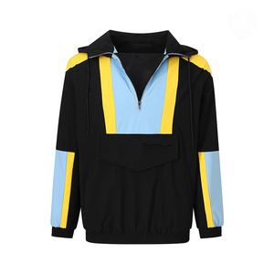 Nueva Chaqueta Cortavientos Ligera Personalizada de la Universidad del Sur en Contraste Negro y Azul Cielo para Uso en Fraternidades, Pedidos al por Mayor para el Campus - Product Image 1
