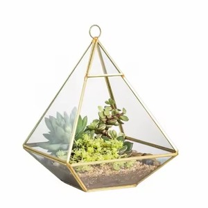Contemporary Design Metal Terrarium Glass Planter Decorative Indoor Plant Holder Home Accent - Product Image 1