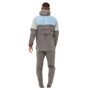 AMSEA INTERNATIONAL Survêtement à capuche gris et bleu pour homme, 2-en-1, 100 % coton, pull-over, manches longues, style sportif, pour le jogging - Product Image 2