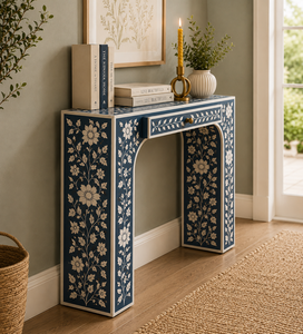 Custom Bone Inlay <b>Console</b> <b>Table</b> with Drawer Decorative Entryway <b>Desk</b> Luxury Hallway Accent Furniture For Living Room Decor - Product Image 6