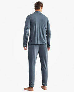 Pyjamas Homme en Gros à Manches Longues avec Passepoil, en Coton Bambou Doux, Ensembles de Vêtements de Nuit et de Détente pour Hommes - Product Image 2