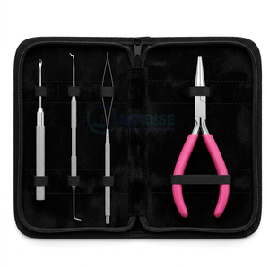 Professional Salon Hair Extension Tool Set Micro Ring Beading Kit with Loop <b>Needle</b> <b>Threader</b> Pulling Hook and Extension Pliers - Product Image 2