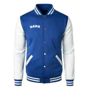 เสื้อแจ็คเก็ตบาบา วาซาร์ตี้ สีน้ำเงินขาว ปักลายด้านหน้า สไตล์พรีปปี้สำหรับผู้ชาย ทรงปกติ ใส่ได้ในฤดูหนาว ระบายอากาศได้ดี คอตั้ง - Product Image 1