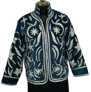 Suzani Velvet Boho Style Reversible Floral Pattern <b>Short</b> <b>Jacket</b> - Product Image 1