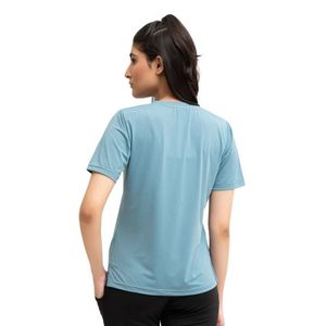 Camiseta de manga corta con cuello redondo para mujer, color azul claro, informal, ajustada, básica, ligera, para uso diario, ropa de moda para mujer - Product Image 6