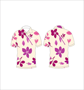Polo Personalizado con Estampado Floral Botánico Rosa, Transpirable, Ligero, para Equipos de Golf, Manga Corta, Sublimado - Product Image 1