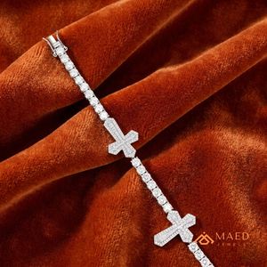Pulsera de Cadena de Lujo con Cruz de Plata de Ley 925 y Moissanita, Inspirada en la Fe, Para Mujer y Hombre - Product Image 2