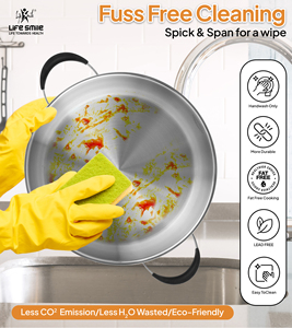 Luxury 6-Piece 18/10 Stainless Steel Shallow <b>Pot</b> <b>Set</b> with Silicone-Edged Lids and Silicone-Wrapped Handles - Product Image 3