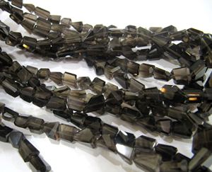 Perles de cristal de quartz fumé naturel découpées au laser, lisses et polies, 8 pouces de long - Product Image 2