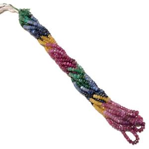 สร้อยคอประดับด้วยลูกปัดพลอยแซฟไฟร์ธรรมชาติทรงรอนเดลเหลี่ยมเพชรพลอยสำหรับทำเครื่องประดับ - Product Image 4