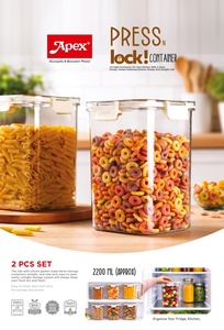ANAX Airtight <b>Plastic</b> <b>Food</b> Storage <b>Containers</b> Square Canister 2 PCS Set with Lid Stackable Kitchen Pantry Bin for Dry <b>Food</b> 2200M - Product Image 4