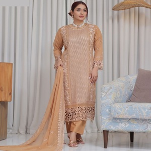 Trajes indios de gasa de 3 piezas Bin Hameed Vol NISHA Long Maxi Luxury Boutique Vestidos para mujeres con estilo hermoso para ropa de fiesta - Product Image 6