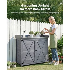 Tavolo da Giardinaggio per Esterni 39 X 19 con Piano in Legno e Armadietto in Legno per Postazione di Lavoro da Giardino e Patio - Product Image 2