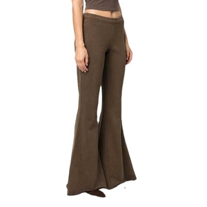 Ensemble de survêtement et de yoga pour femme en coton 100% délavé à l'acide, avec pantalon évasé et sweat à capuche, collection 2026 - Product Image 5