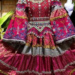 Robe maxi brodée à col haut avec perles et motifs géométriques, style traditionnel afghan, robes décontractées pour occasions formelles - Product Image 3