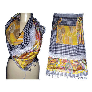 Pañuelo Cuadrado de Satén de Algodón Hecho a Mano por Diseñadores para Mujer, Elegante, de Verano, con Apliques, Ligero y de Lujo - Product Image 2