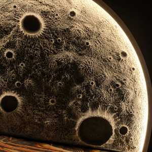 Instalación de Arte Mural de Luna en Fibra de Vidrio, Escultura Realista de Superficie Lunar, Retroiluminación LED Blanco Cálido, Fondo Celestial para Bodas - Product Image 2