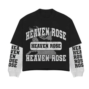 Oversized Double Layer Graphic Long Sleeve Tee Y2K Gothic Mesh Sleeve Heavy Cotton Streetwear Wholesale - Product Image 4