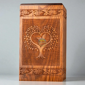 AYAANS Rosewood wooden Hand Carved Wooden Hot Selling cremation Urn Box for Adult Ashes Wholesale Cremation Urns (6X6X11)IN - Product Image 1