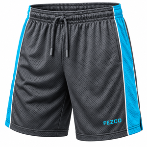 Shorts en maille 100% polyester respirants à séchage rapide avec taille élastique, style streetwear décontracté à bas prix, motif uni pour hommes - Product Image 6