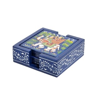 แผ่นรองแก้วไม้มะม่วงเพ้นท์มือขายส่ง |   ลวดลายโบฮีเมียน |   โมราบาดาบัด - Product Image 3