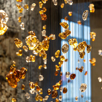 Lustre en verre et pierre sur mesure de grande taille pour hôtels, éclairage intérieur suspendu, hauteur réglable, lampe de plafond pour hall d'entrée