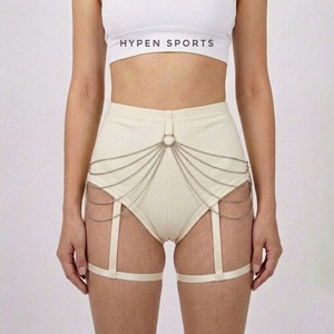 Women's Mid Waist Yoga Shorts Chain <b>Booty</b> Dance Cheeky Hot Pants Gym Workout Active Butt Lifting Skinny Fit Solid Sporty Canvas - Product Image 4