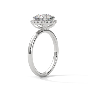 High Quality Brilliant Round Cut Lab Grown Diamond <b>Ring</b> With Side Paved Diamonds Made of 14K Solid White Gold GRA Certified <b>Ring</b> - Product Image 2