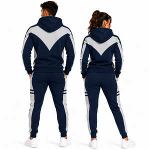 Unisex Full Zip Hoodies Jogger Sets Color Block <b>Athletic</b> Tracksuit Custom Teamwear Activewear Clothing Manufacturer - Product Image 2
