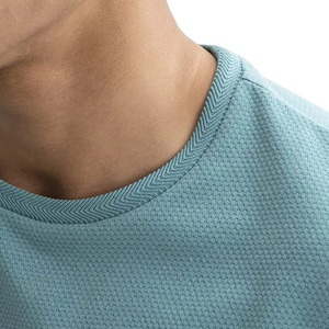 T-shirt décontracté pour homme, bleu vintage, anti-rides, respirant, manches courtes, col rond, coupe ample, 100% coton jersey tricoté 230g - Product Image 6