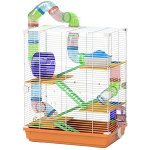 Gabbia per Criceti Portatile a 5 Livelli da 18 Pollici con Maniglia, Tubi, Tunnel e Accessori - Include Bottiglia d'Acqua, Ciotola per Cibo, Attrezzatura per Esercizio per Piccoli Animali - Product Image 1
