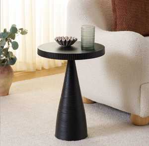 Mesa Auxiliar Redonda Moderna y Elegante con Base Texturizada para Muebles de Sala de Estar - Product Image 1