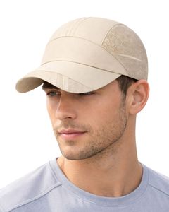 Men Beige Mesh Panel Sports Cap Breathable Lightweight Adjustable Summer Running Training Outdoor Baseball Hat For Men Use - Product Image 1