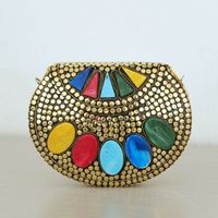 Bolso de Mano de Lujo para Fiesta con Acabado Plateado Antiguo y Cristales, Accesorios de Moda para Mujer, RR ENTERPRISES