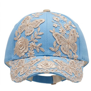<b>Women</b> Floral Lace Baseball <b>Hat</b> Stylish Adjustable Fit Lightweight Headwear For <b>Summer</b> Travel Outdoor And Daily Wear - Product Image 1