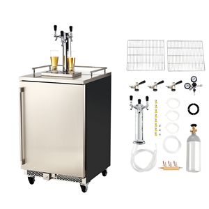 Dispenser di Birra Commerciale a Triplo Rubinetto, Frigorifero per Fusti di Dimensioni Standard con Serbatoio CO2 da 5 libbre, Kegerator con Torre a 3 Birre - Product Image 1