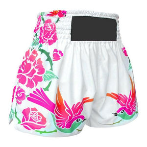 กางเกงมวยไทยผ้าคอตตอนโพลีเอสเตอร์พิมพ์ลายแบบซับลิเมชั่น ดีไซน์ล่าสุด ขายส่ง รับผลิตตามแบบ (OEM) ชุดศิลปะการต่อสู้สำหรับผู้ใหญ่ กางเกงสำหรับการต่อสู้ - Product Image 5