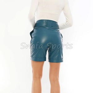Wholesale OEM Custom Logo 100% Genuine Leather Shorts for Men & Women Breathable Adult Cotton-Lined Shorts - Product Image 2
