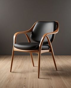 Fauteuil en teck de style mid-century modern avec siège rembourré et structure courbée – Fournisseur de meubles d'Indonésie - Product Image 1