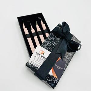 Pince à épiler à plasma noire enduite de couleur pêche Conception de coupe de lèvres en acier inoxydable Pince à épiler à extension de cils LOGO personnalisé - Product Image 4