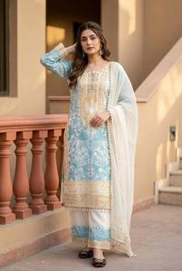 Designer Heavy Diamond Georgette Embroidered Sequence Work with Fancy <b>Top</b>-plazzo Dupatta Set for Party Daily Wear - Product Image 2